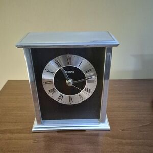 Vintage- Black and Silver Tabletop Clock